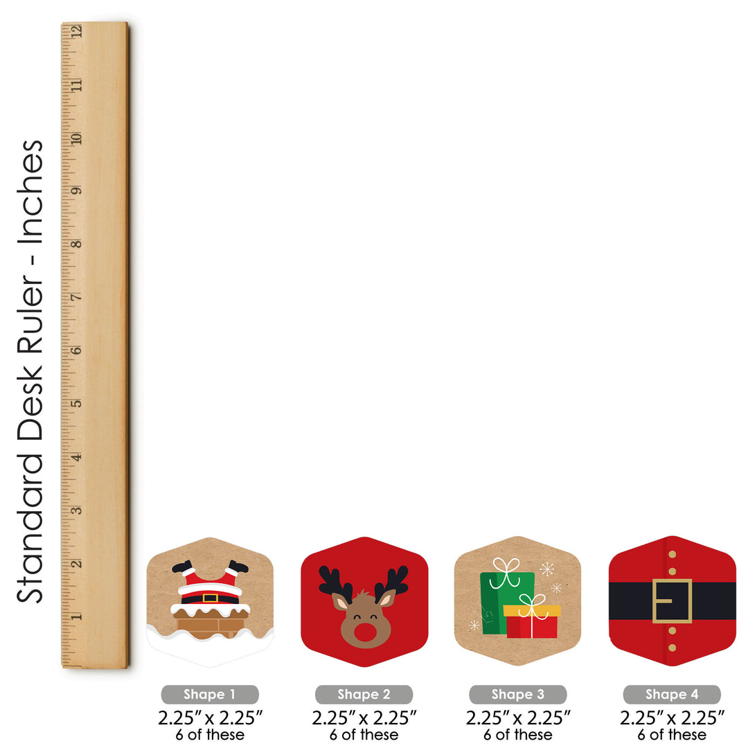 Jolly Santa Claus - Christmas Party Scavenger Hunt - 1 Stand and 48 Game Pieces - Hide and Find Game