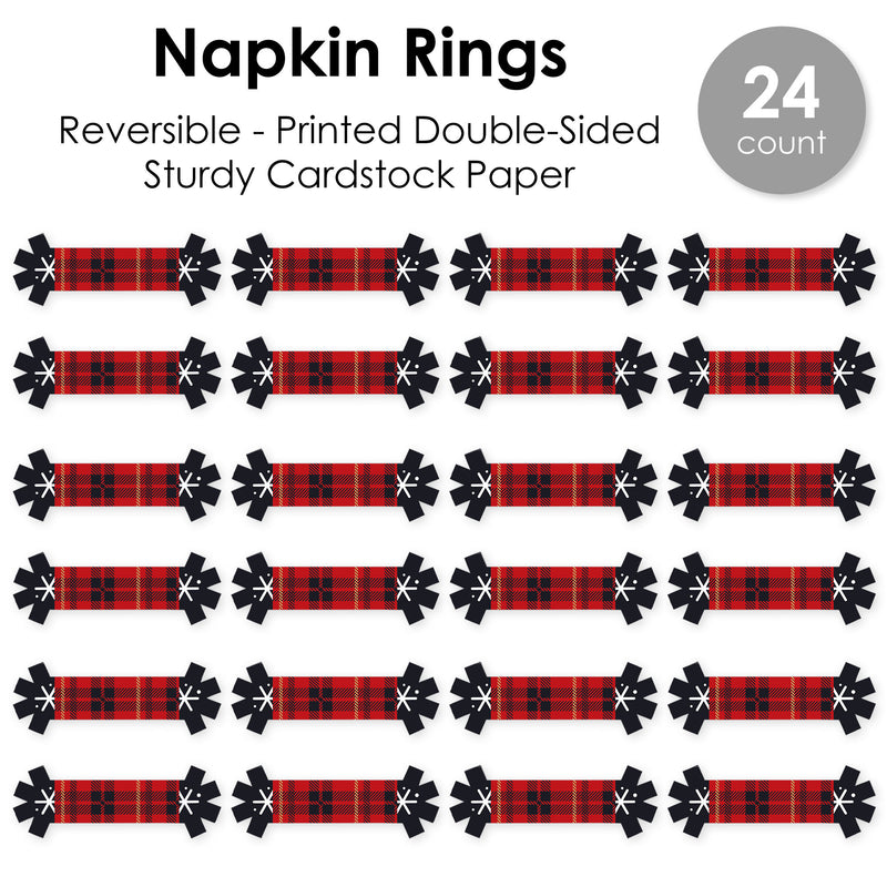 Jolly Santa Claus - Christmas Party Paper Napkin Holder - Napkin Rings - Set of 24