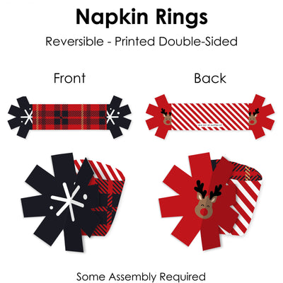 Jolly Santa Claus - Christmas Party Paper Napkin Holder - Napkin Rings - Set of 24