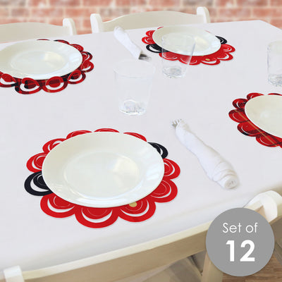 Jolly Santa Claus - Christmas Party Round Table Decorations - Paper Chargers - Place Setting For 12