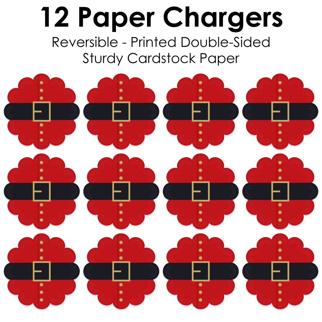 Jolly Santa Claus - Christmas Party Round Table Decorations - Paper Chargers - Place Setting For 12