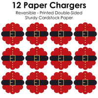 Jolly Santa Claus - Christmas Party Round Table Decorations - Paper Chargers - Place Setting For 12