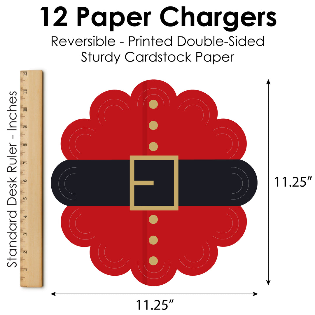 Jolly Santa Claus - Christmas Party Round Table Decorations - Paper Chargers - Place Setting For 12