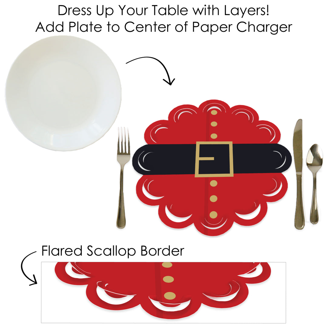 Jolly Santa Claus - Christmas Party Round Table Decorations - Paper Chargers - Place Setting For 12