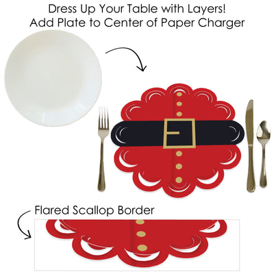 Jolly Santa Claus - Christmas Party Round Table Decorations - Paper Chargers - Place Setting For 12