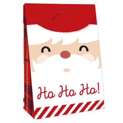Jolly Santa Claus - Christmas Gift Favor Bags - Party Goodie Boxes - Set of 12