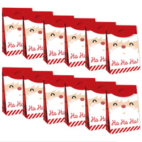 Jolly Santa Claus - Christmas Gift Favor Bags - Party Goodie Boxes - Set of 12