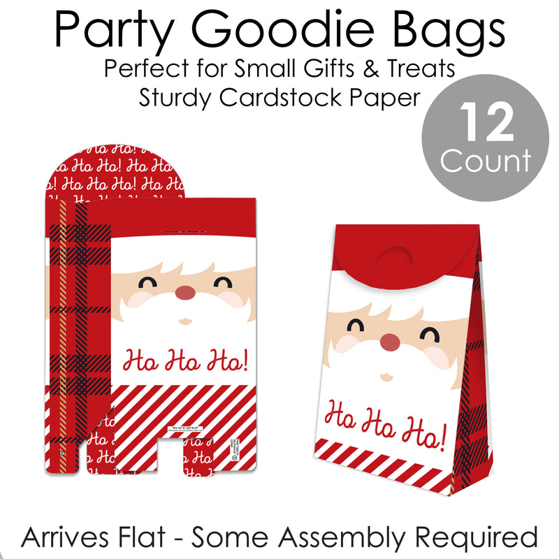 Jolly Santa Claus - Christmas Gift Favor Bags - Party Goodie Boxes - Set of 12