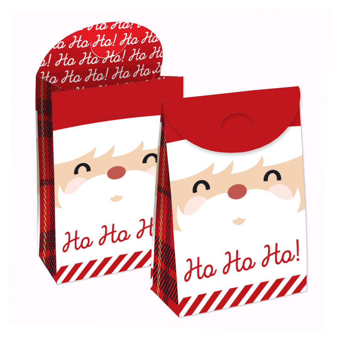 Jolly Santa Claus - Christmas Gift Favor Bags - Party Goodie Boxes - Set of 12