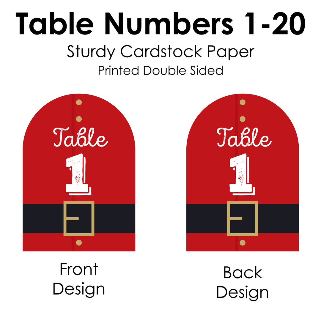 Jolly Santa Claus - Christmas Party Double-Sided 5 x 7 inches Cards - Table Numbers - 1-20