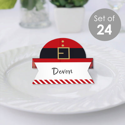 Jolly Santa Claus - Christmas Party Tent Buffet Card - Table Setting Name Place Cards - Set of 24