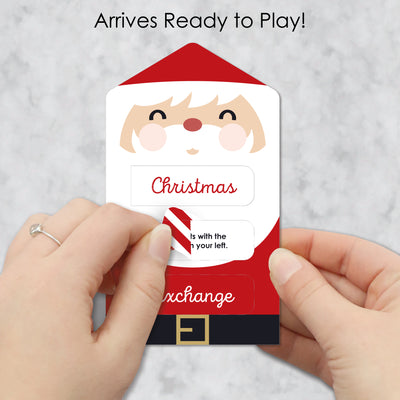 Jolly Santa Claus - Christmas Party Game Pickle Cards - White Elephant Gift Exchange Pull Tabs - Set of 12
