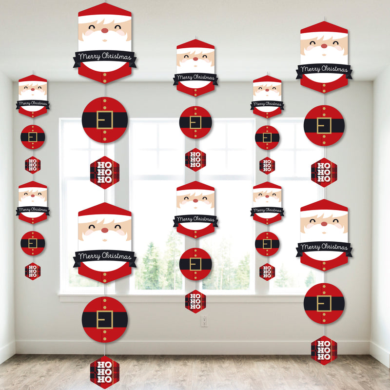 Jolly Santa Claus - Christmas Party DIY Dangler Backdrop - Hanging Vertical Decorations - 30 Pieces