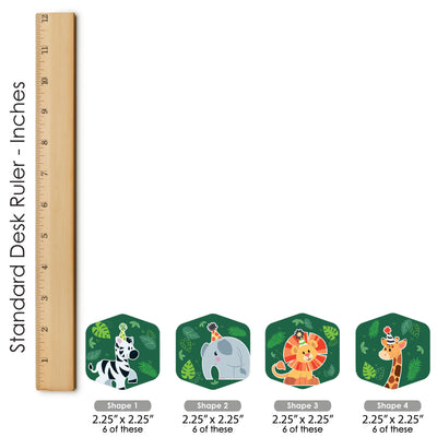 Jungle Party Animals - Safari Zoo Animal Birthday Party or Baby Shower Scavenger Hunt - 1 Stand and 48 Game Pieces - Hide and Find Game
