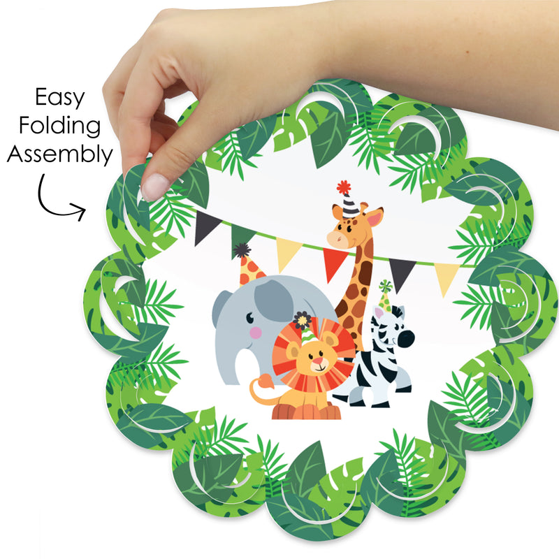 Jungle Party Animals - Safari Zoo Animal Birthday Party or Baby Shower Round Table Decorations - Paper Chargers - Place Setting For 12