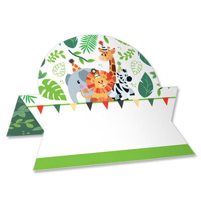 Jungle Party Animals - Safari Zoo Animal Birthday Party or Baby Shower Tent Buffet Card - Table Setting Name Place Cards - Set of 24