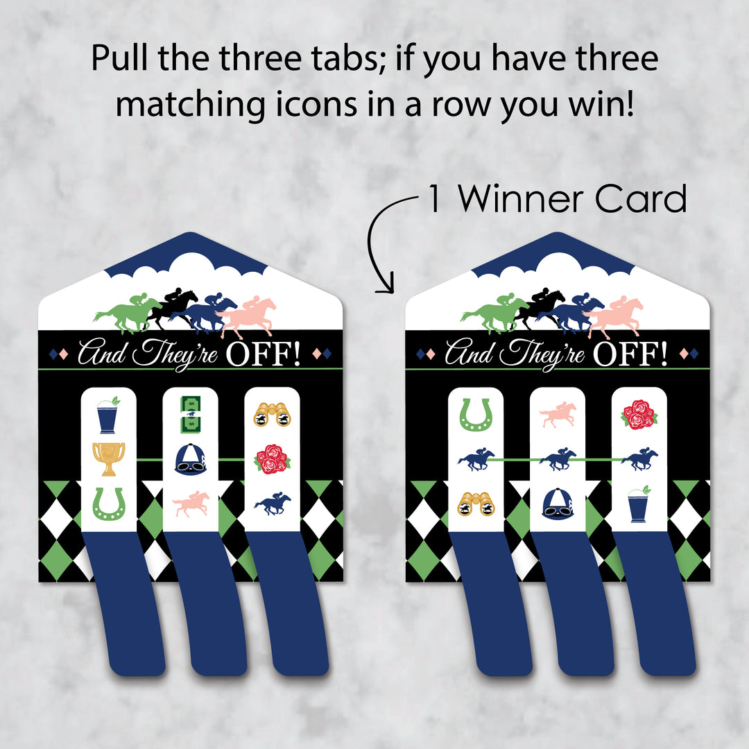 Kentucky Horse Derby - Horse Race Party Game Pickle Cards - Pull Tabs 3-in-a-Row - Set of 12