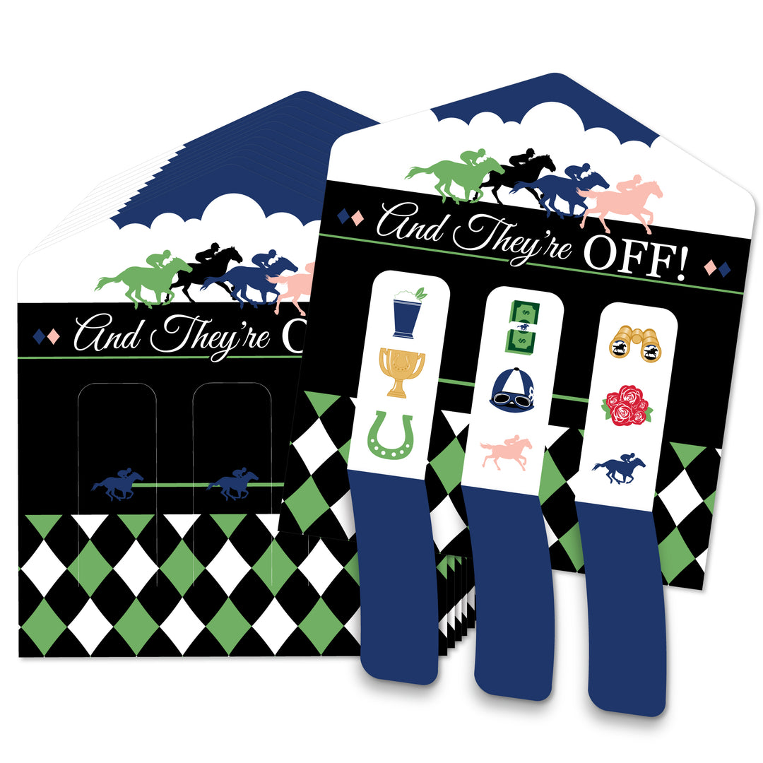 Kentucky Horse Derby - Horse Race Party Game Pickle Cards - Pull Tabs 3-in-a-Row - Set of 12