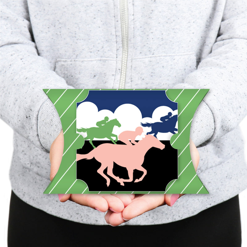 Kentucky Horse Derby - Favor Gift Boxes - Horse Race Party Large Pillow Boxes - Set of 12