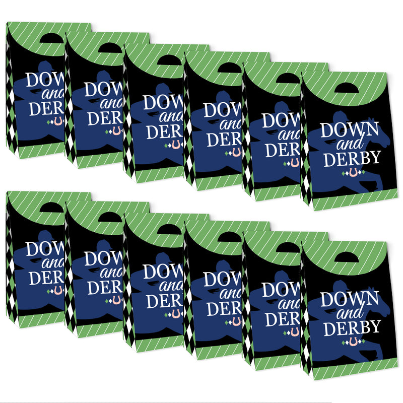 Kentucky Horse Derby - Horse Race Gift Favor Bags - Party Goodie Boxes - Set of 12