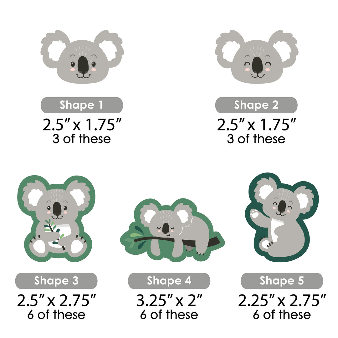Koala Cutie - DIY Shaped Bear Birthday Party and Baby Shower Cut-Outs - 24 Count