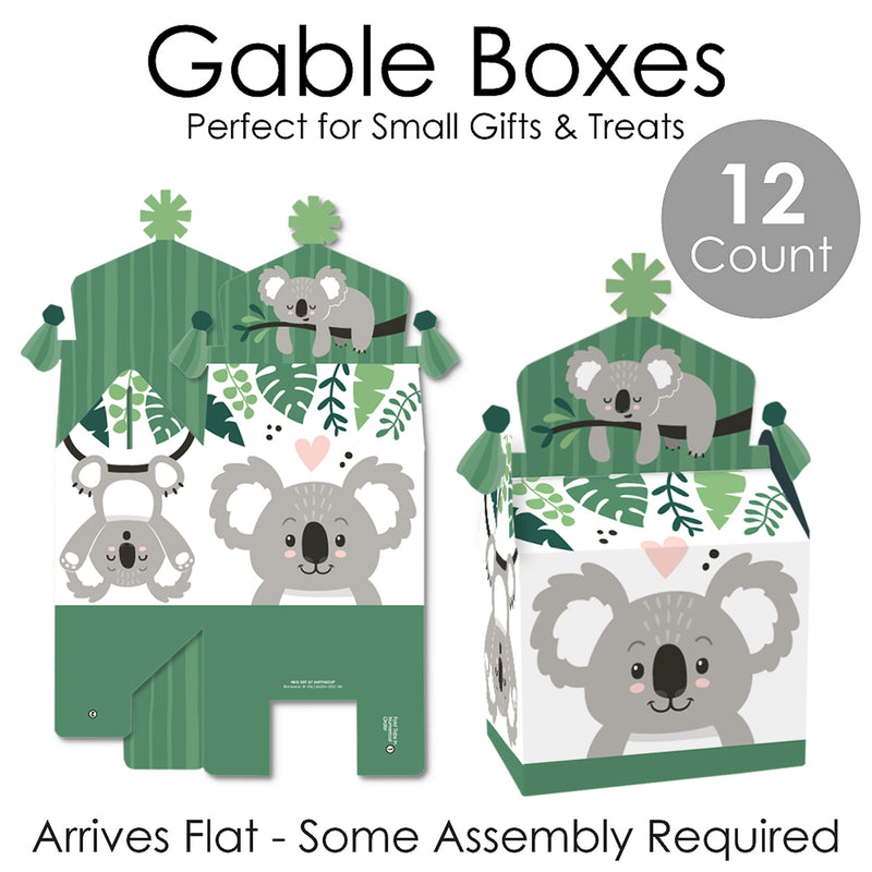 Koala Cutie - Treat Box Party Favors - Bear Birthday Party and Baby Shower Goodie Gable Boxes - Set of 12