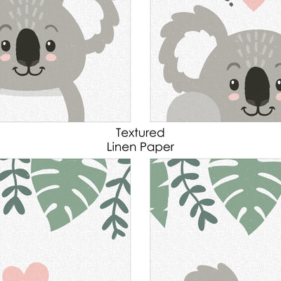 Koala Cutie - Unframed Bear Nursery and Kids Room Linen Paper Wall Art - Set of 4 - Artisms - 8 x 10 inches