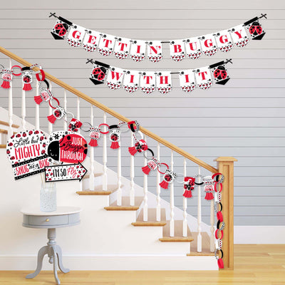 Happy Little Ladybug - Banner and Photo Booth Decorations - Baby Shower or Birthday Party Supplies Kit - Doterrific Bundle