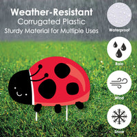 Happy Little Ladybug - Lawn Decorations - Outdoor Baby Shower or Birthday Party Yard Decorations - 10 Piece