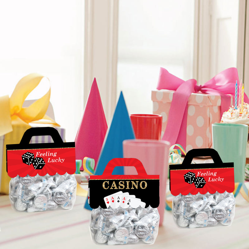 Las Vegas - DIY Casino Party Clear Goodie Favor Bag Labels - Candy Bags with Toppers - Set of 24
