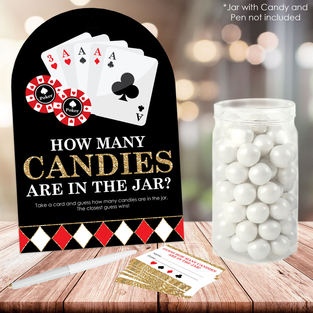 Las Vegas - How Many Candies Casino Party Game - 1 Stand and 40 Cards - Candy Guessing Game