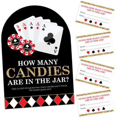 Las Vegas - How Many Candies Casino Party Game - 1 Stand and 40 Cards - Candy Guessing Game