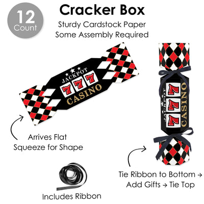 Las Vegas - No Snap Casino Party Table Favors - DIY Cracker Boxes - Set of 12