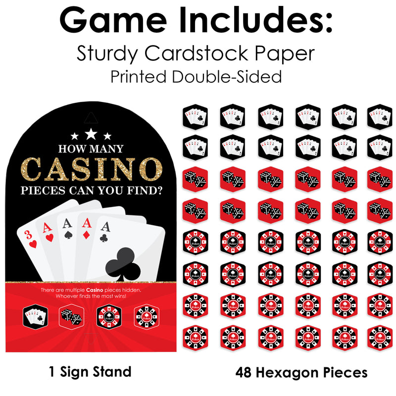 Las Vegas - Casino Party Scavenger Hunt - 1 Stand and 48 Game Pieces - Hide and Find Game