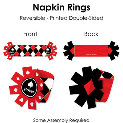 Las Vegas - Casino Party Paper Napkin Holder - Napkin Rings - Set of 24