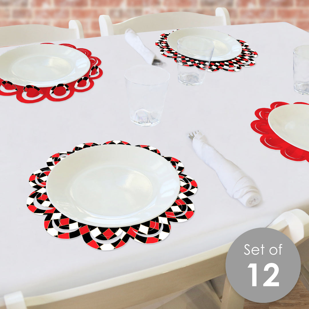 Las Vegas - Casino Party Round Table Decorations - Paper Chargers - Place Setting For 12