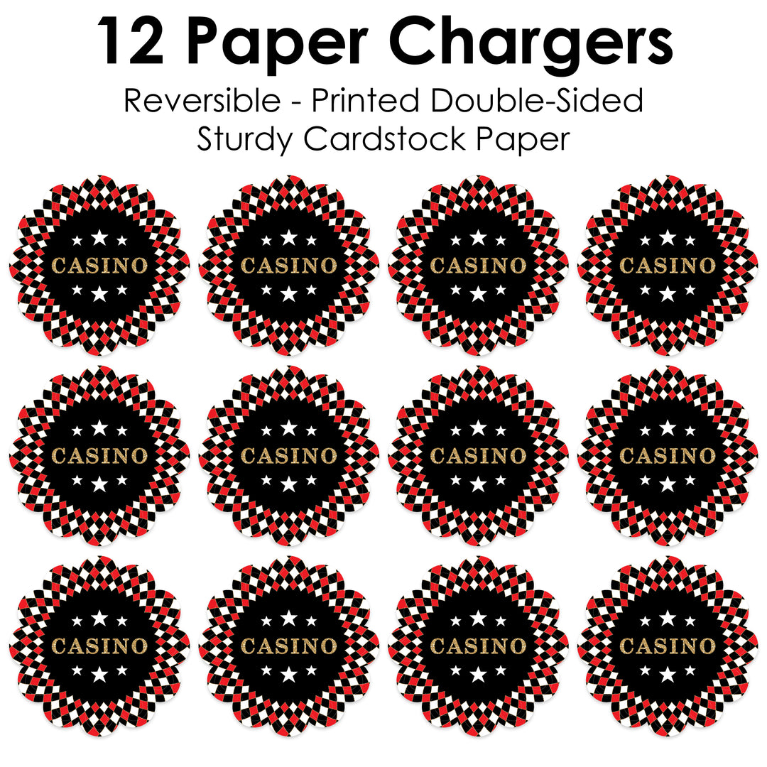 Las Vegas - Casino Party Round Table Decorations - Paper Chargers - Place Setting For 12