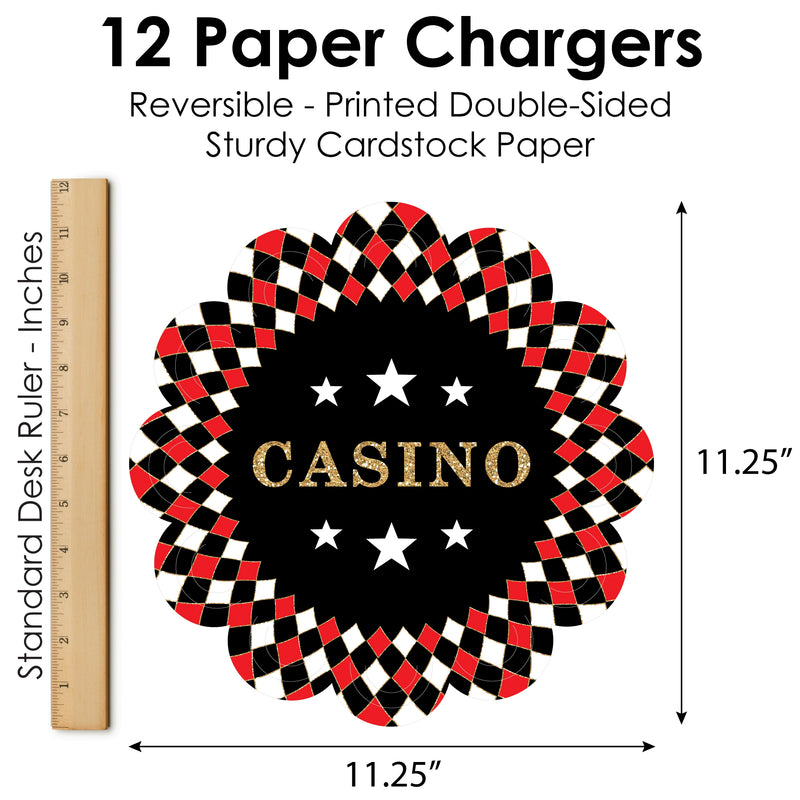Las Vegas - Casino Party Round Table Decorations - Paper Chargers - Place Setting For 12