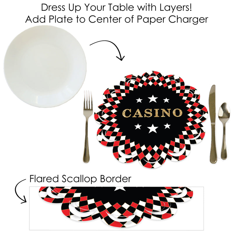Las Vegas - Casino Party Round Table Decorations - Paper Chargers - Place Setting For 12