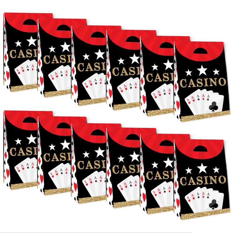 Las Vegas - Casino Gift Favor Bags - Party Goodie Boxes - Set of 12