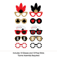 Las Vegas Glasses - Paper Card Stock Casino Party Photo Booth Props Kit - 10 Count