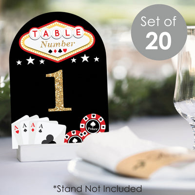 Las Vegas - Casino Party Double-Sided 5 x 7 inches Cards - Table Numbers - 1-20
