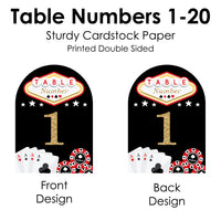 Las Vegas - Casino Party Double-Sided 5 x 7 inches Cards - Table Numbers - 1-20
