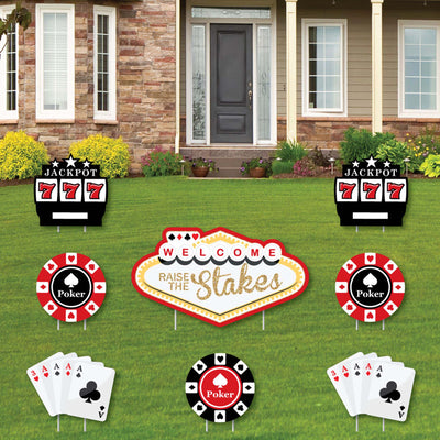 Las Vegas - Yard Sign & Outdoor Lawn Decorations - Casino Party Yard Signs - Set of 8