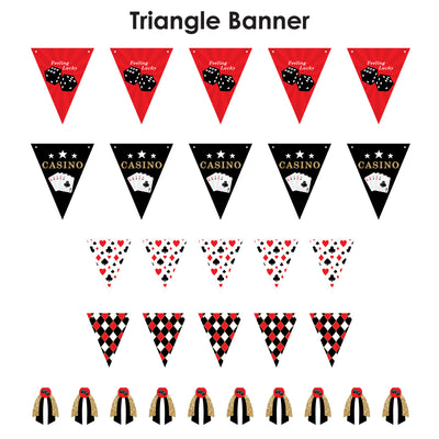 Las Vegas - DIY Casino Party Pennant Garland Decoration - Triangle Banner - 30 Pieces