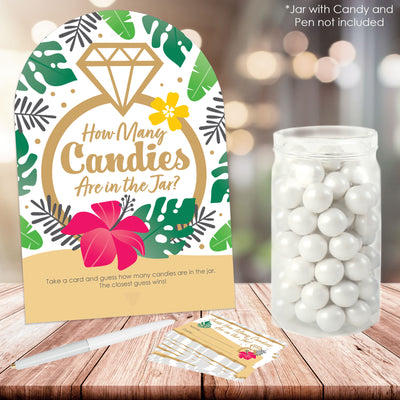 Last Luau - How Many Candies Tropical Bachelorette Party and Bridal Shower Game - 1 Stand and 40 Cards - Candy Guessing Game