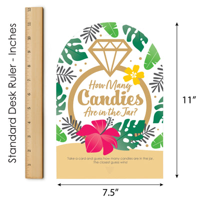 Last Luau - How Many Candies Tropical Bachelorette Party and Bridal Shower Game - 1 Stand and 40 Cards - Candy Guessing Game