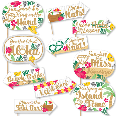 Funny Last Luau - Tropical Bachelorette Party and Bridal Shower Photo Booth Props Kit - 10 Piece