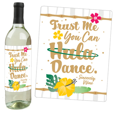 Last Luau - Tropical Bachelorette Party and Bridal Shower Decorations for Women and Men - Wine Bottle Label Stickers - Set of 4