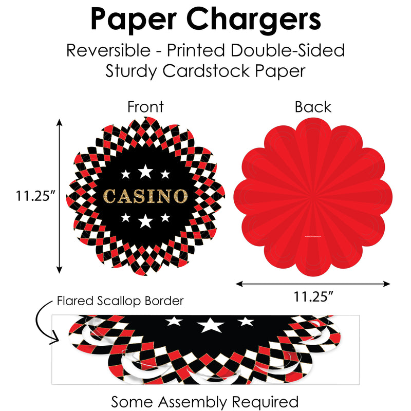 Las Vegas - Casino Party Paper Charger and Table Decorations - Chargerific Kit - Place Setting for 8